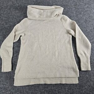 DKNY Jeans Women Beige Cowl Neck Long Sleeve Tunic Sweater Sz Medium Wool Blend